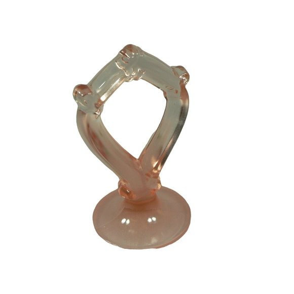 Server Depression Glass Frosted Pink Octagonal Sandwich Dessert Hand Painted 8 s - Picture 10 of 12